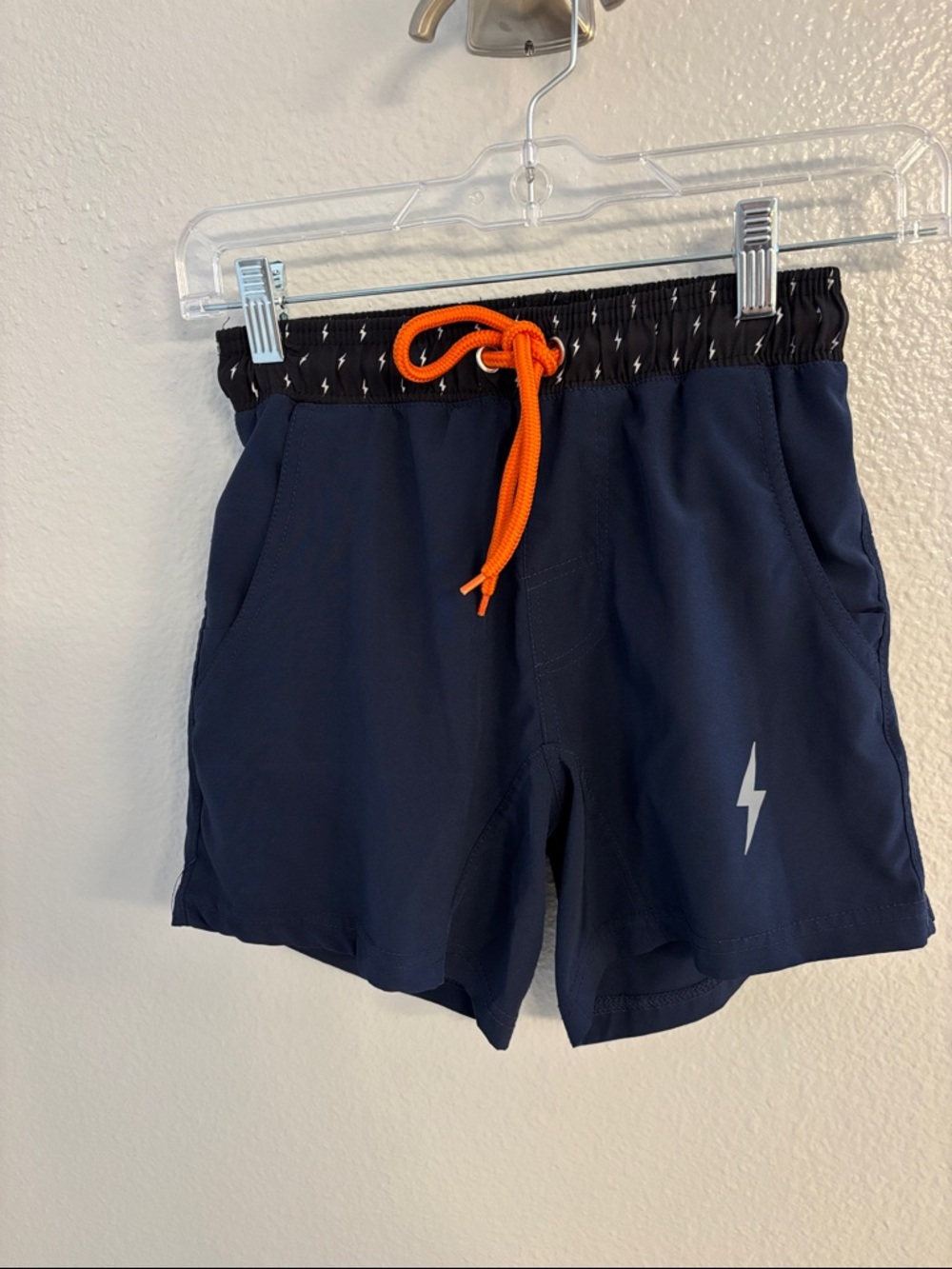 Bruce Bolt Navy Shorts with Orange Drawstring